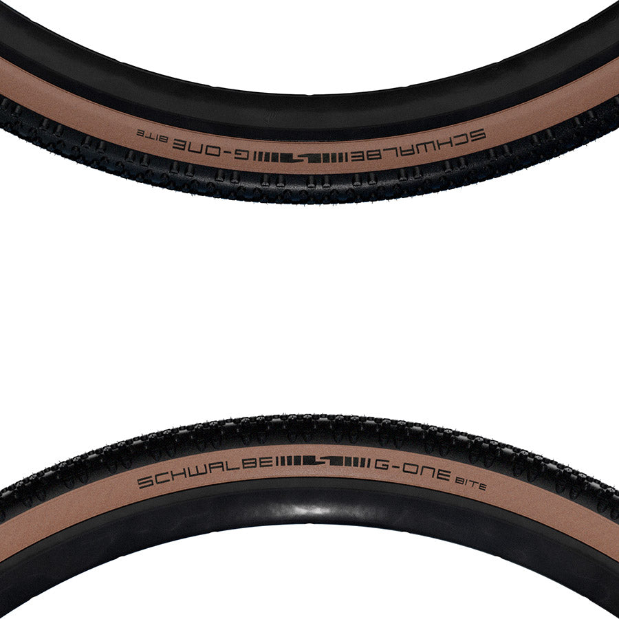 Schwalbe G-One Bite Tire - 700 x 38 Tubeless Folding BLK/Bronze Performance Line Race Guard Addix