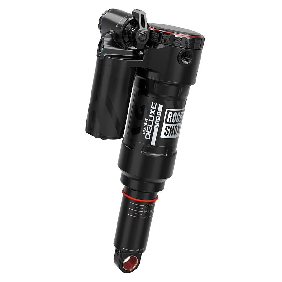 RockShox Super Deluxe Ultimate RC2T Rear shock 205x65 Shaft Eyelet: Trunnion Body Eyelet: Standard Progressive Air 0Neg/1Pos Tokens ProgressiveReb/LCComp 320lb Lockout Transition Spire/Repeter