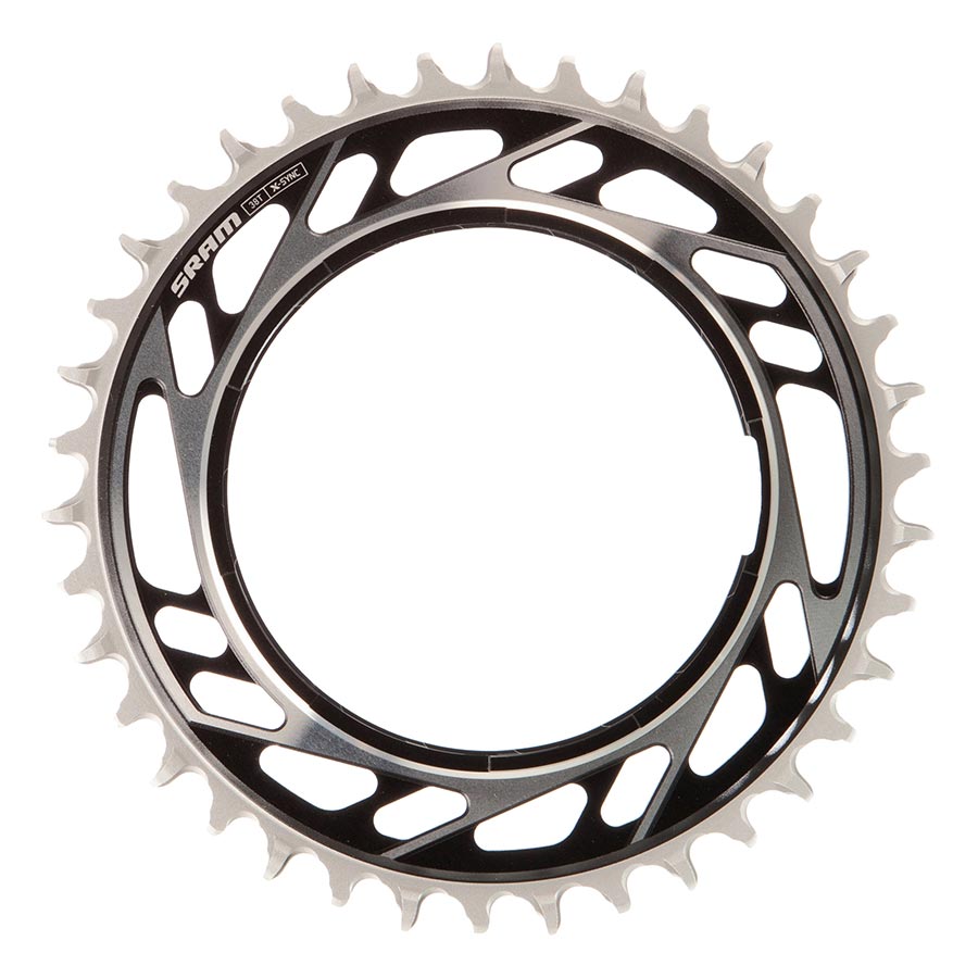 SRAM RED XPLR X-Sync Thread Mount Chainring - 38t 12/13-Speed Thread Mount For RED XPLR AXS PM Spider 6.5mm Offset BLK/Silver E1