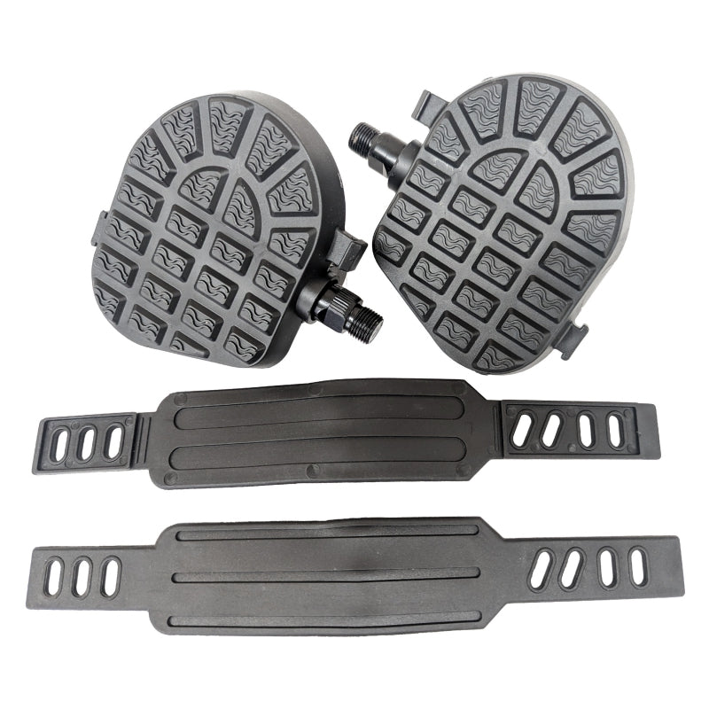 Sunlite Flat Form I Exerciser Pedals 9/16` Loose Ball Black Toe Straps