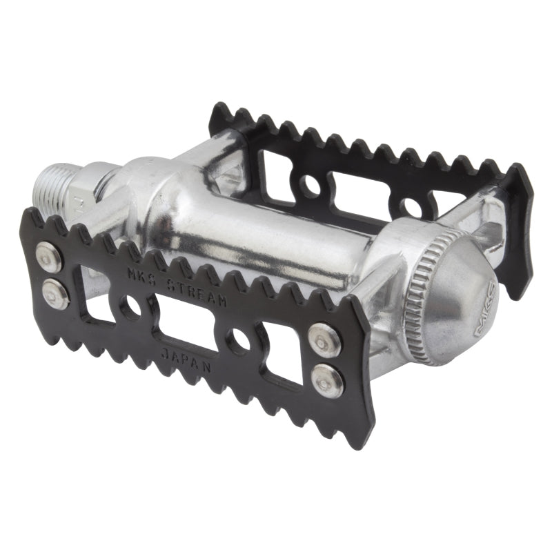 MKS Sylvan Stream Pedals - Platform Aluminum 9/16" Silver/Black
