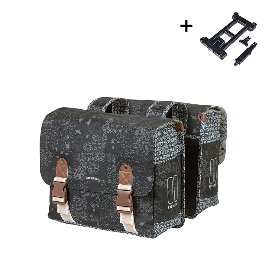 Basil Bohème Double Pannier 35L Grey Pair