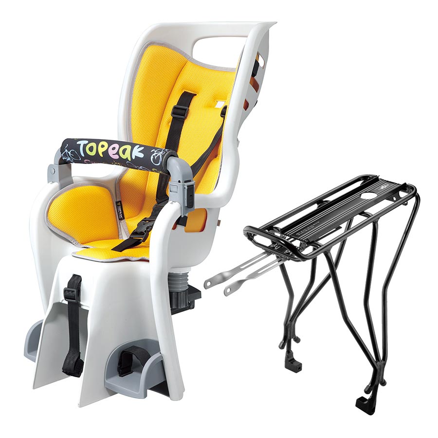Topeak Baby Seat II Child Seat With Disc Compatible Rear Rack - Fits 26" MTX 2.0 Gray/YLW