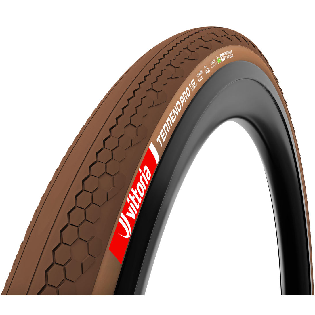 Vittoria Terreno Pro T10 Hardpack Tire - 700 x 45 Tubeless Folding BLK/Brown Eco Gravel Race