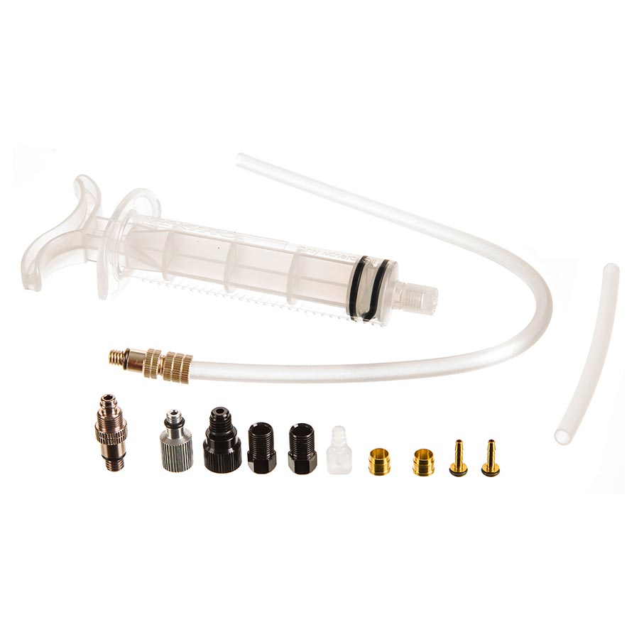 Tektro Basic Bleed Kit - Includes Syringe Plastic Tubing Hose Retainer Compression Ferrules Brass Inserts Inlet/Outlet Valve