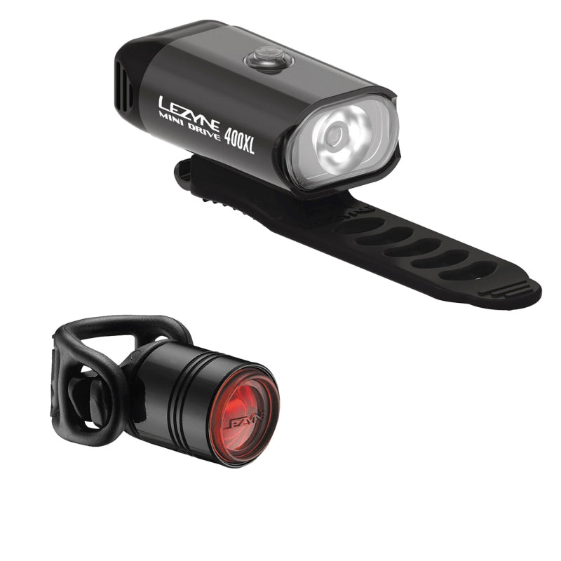 Lezyne Mini Drive 400XL/Femto Drive Combo Black 8F/3R Combo Silicone Strap USB (front only) 400/5
