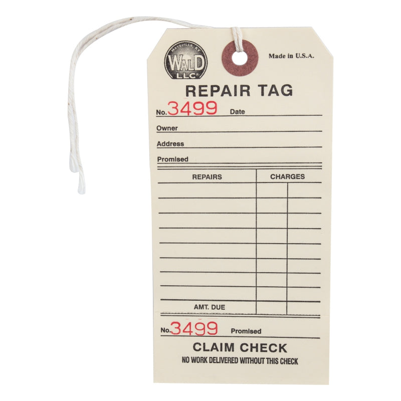 Wald products #700 Repair Tags Repair Tag #700 Repair HangTag No 500