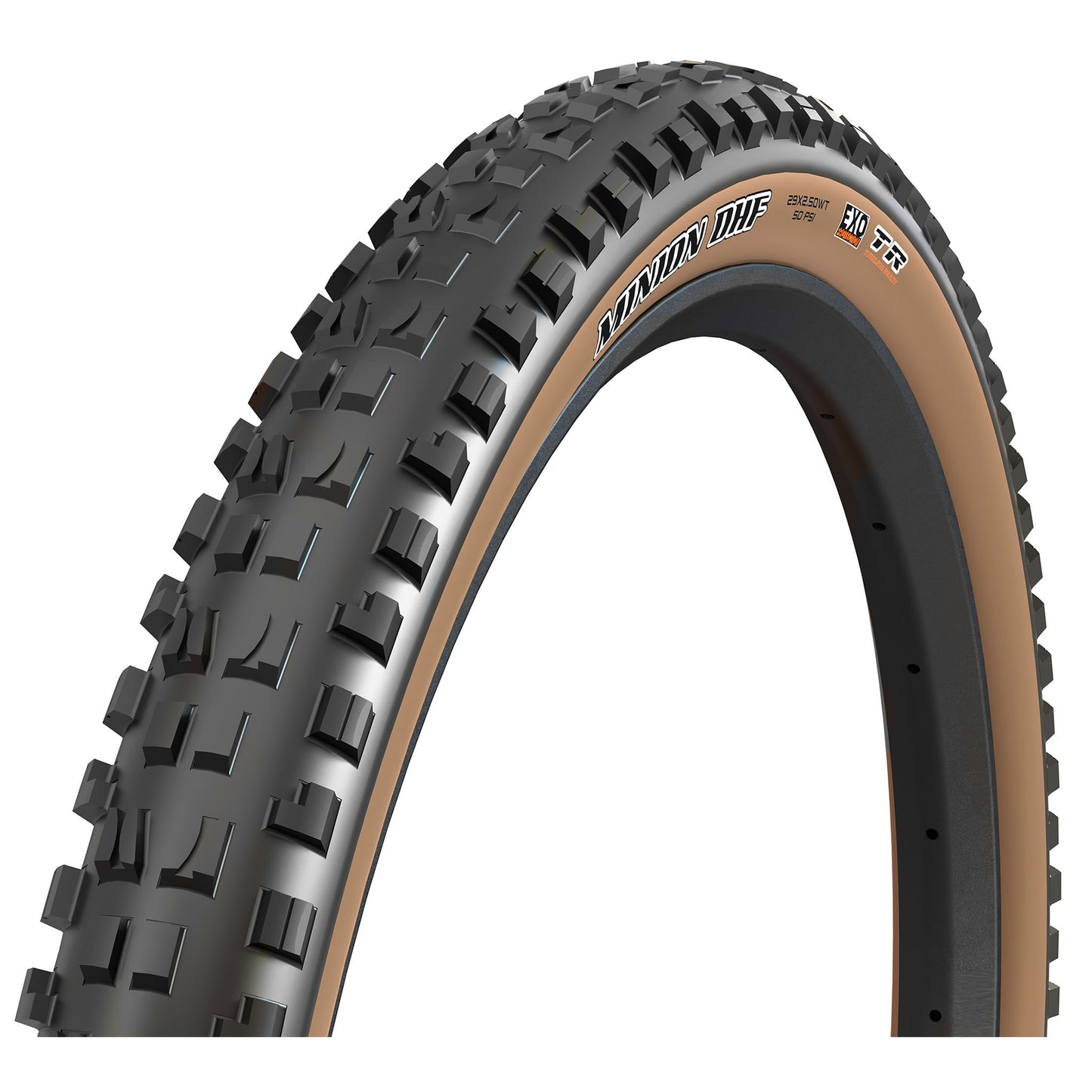Maxxis Minion DHF Tire - 29 x 2.5 Tubeless Folding BLK/Dark Tan Dual EXO Wide Trail