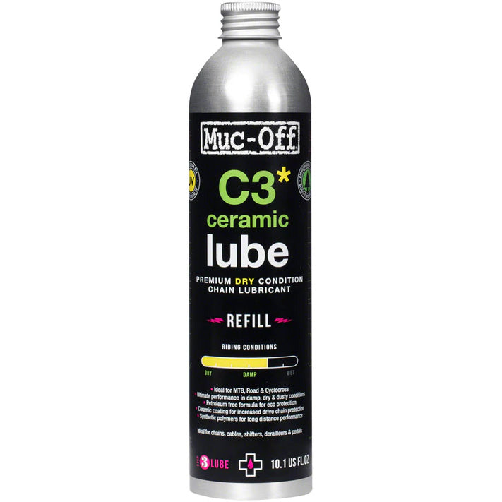 Muc-Off C3 Dry Ceramic Bike Chain Lube - 300ml Aluminum Refill Bottle