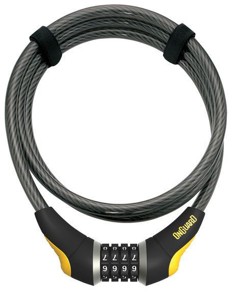 OnGuard Akita Resettable Combo Cable Lock: 6' x 12mm Gray/Yellow