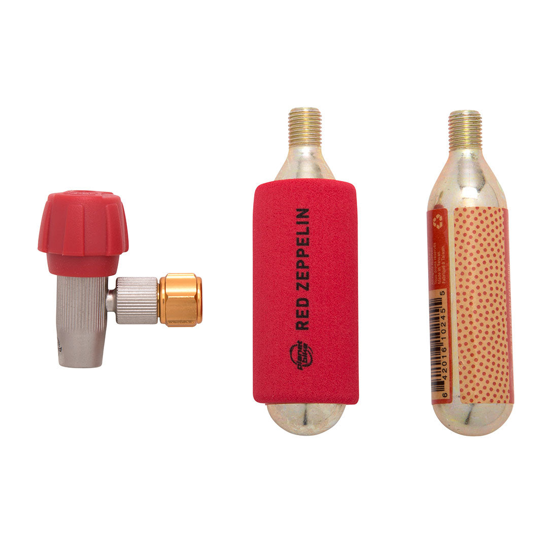 Planet Bike Red Zeppelin Inflator Includes Two Threaded 16g Cartridges Sleeve