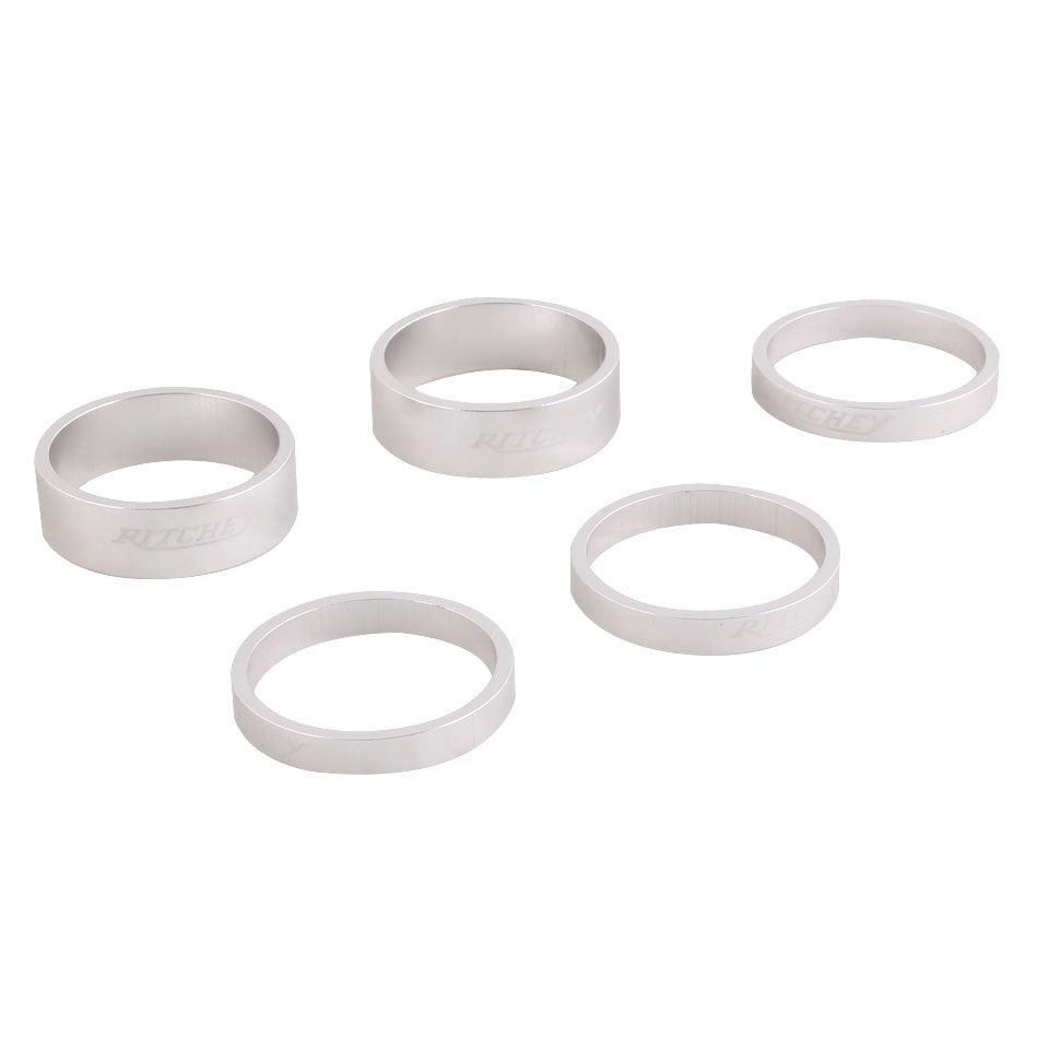 Ritchey Classic Headset Spacers - 1-1/8" 10mm (x2) 5 mm (x3) Silver