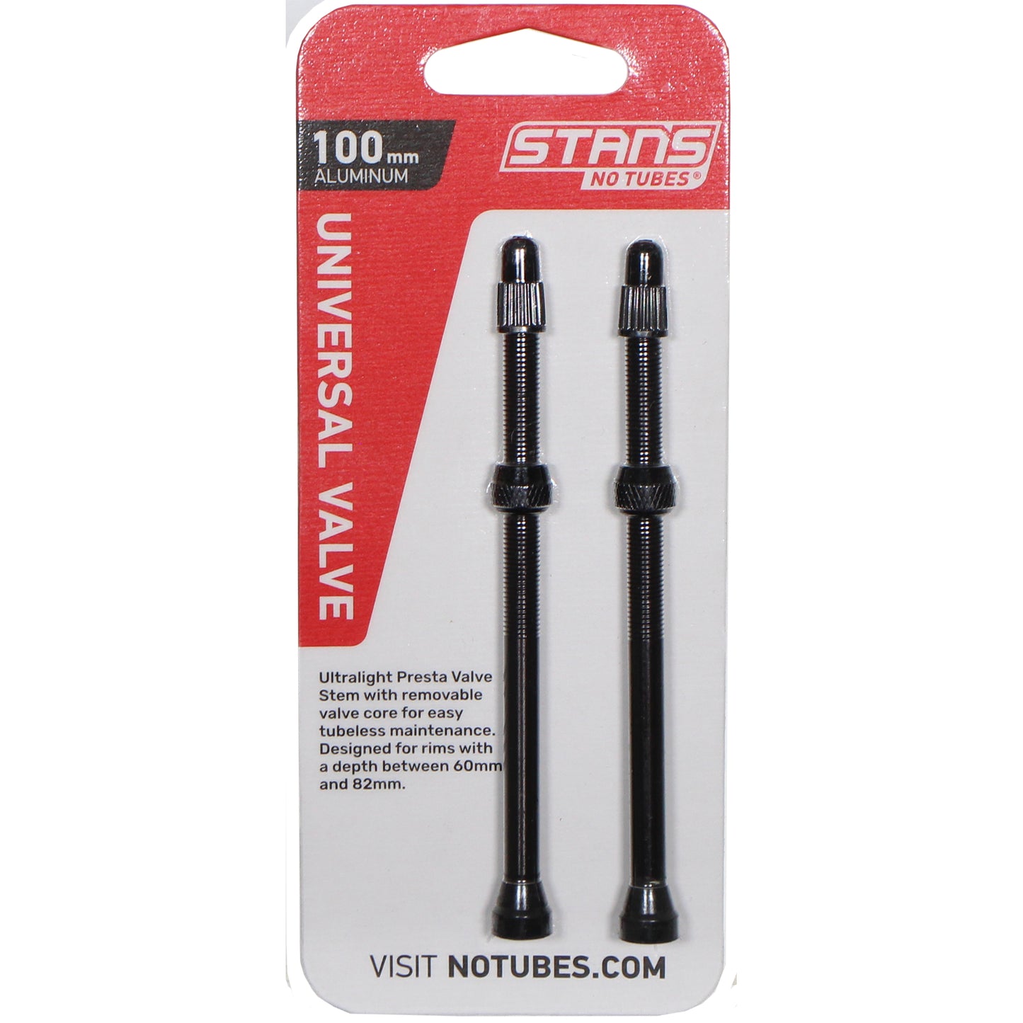Stan's Alloy Valve Stems - 100mm Pair Black