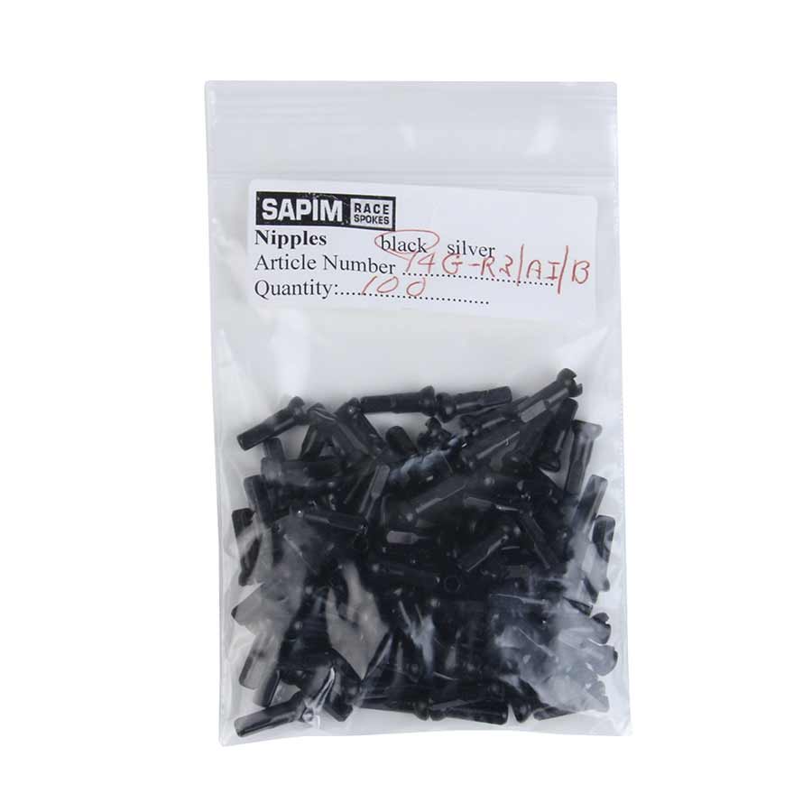 Sapim Polyax Aluminum Self Lock Nipples Black 2mm (14G) 14mm Bag of 100