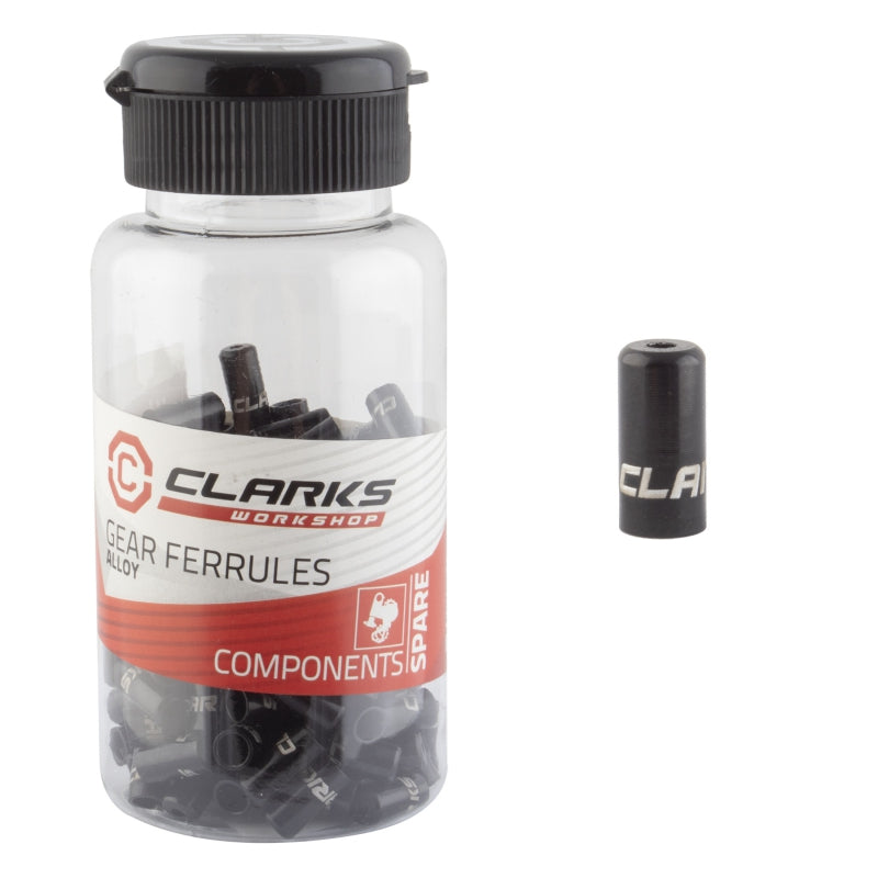 Clarks Cable Ferrules Gear 4mm Alloy Black Bottle of 150