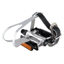 Pure cycles Premium Pedals with Leather Straps 9/16` Silver Clips & Straps Alloy