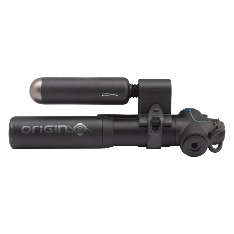 Origin8 Airaid Road 2-in-1 CO2 Mini Pump Threaded PV Black Tubeless Repair Kit Aluminum Road