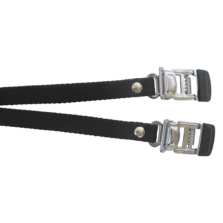 EVO Nylon toe clip straps with steel buckle Black