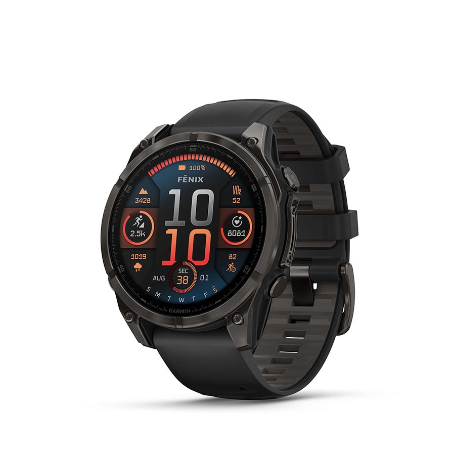 Garmin fenix 8 Smartwatch - 47mm AMOLED Sapphire Carbon Gray DLC Titanium BLK/Pebble Gray Silicone