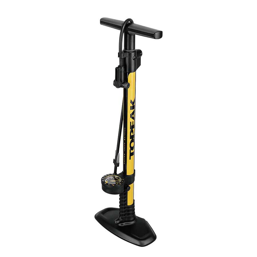 Topeak JoeBlow Sport 2Stage Floor Pump - 160psi / 11bar 3" Gauge 2-Stage Switch Pressure Gauge TwinHead DX5 YLW/BLK