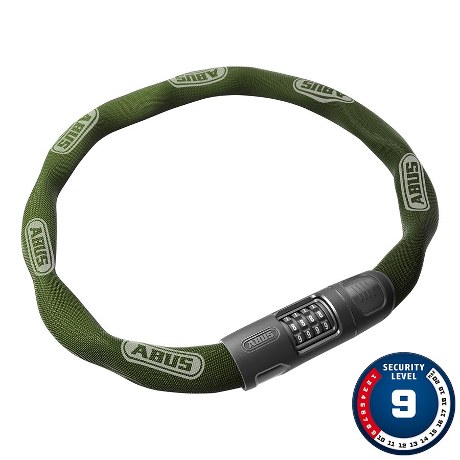 Abus 8808C Chain Lock - Combination 2.8' 8mm Square Green