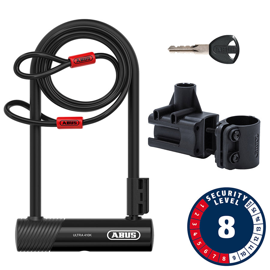 Abus Ultra 410K + Cobra U-Lock Key 12mm 170x230mm 6.7''x9'' Black