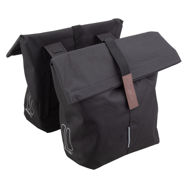 Basil City Double Pannier Bag UBS / Straps 11.8x7x19.4` 1708 c.i. Black