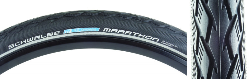 Schwalbe Green Marathon Tire - 20 x 1.50 Clincher Wire BLK/Reflective Performance Line GreenGuard TwinSkin Addix