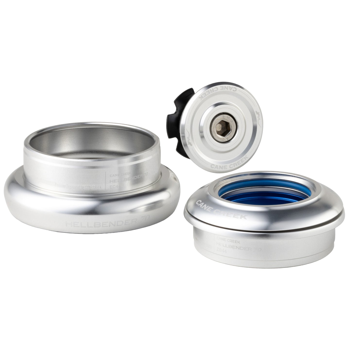 Cane Creek Hellbender 70 Headset - ZS44/28.6/H8 Upper | EC44/40 Lower Tapered Silver