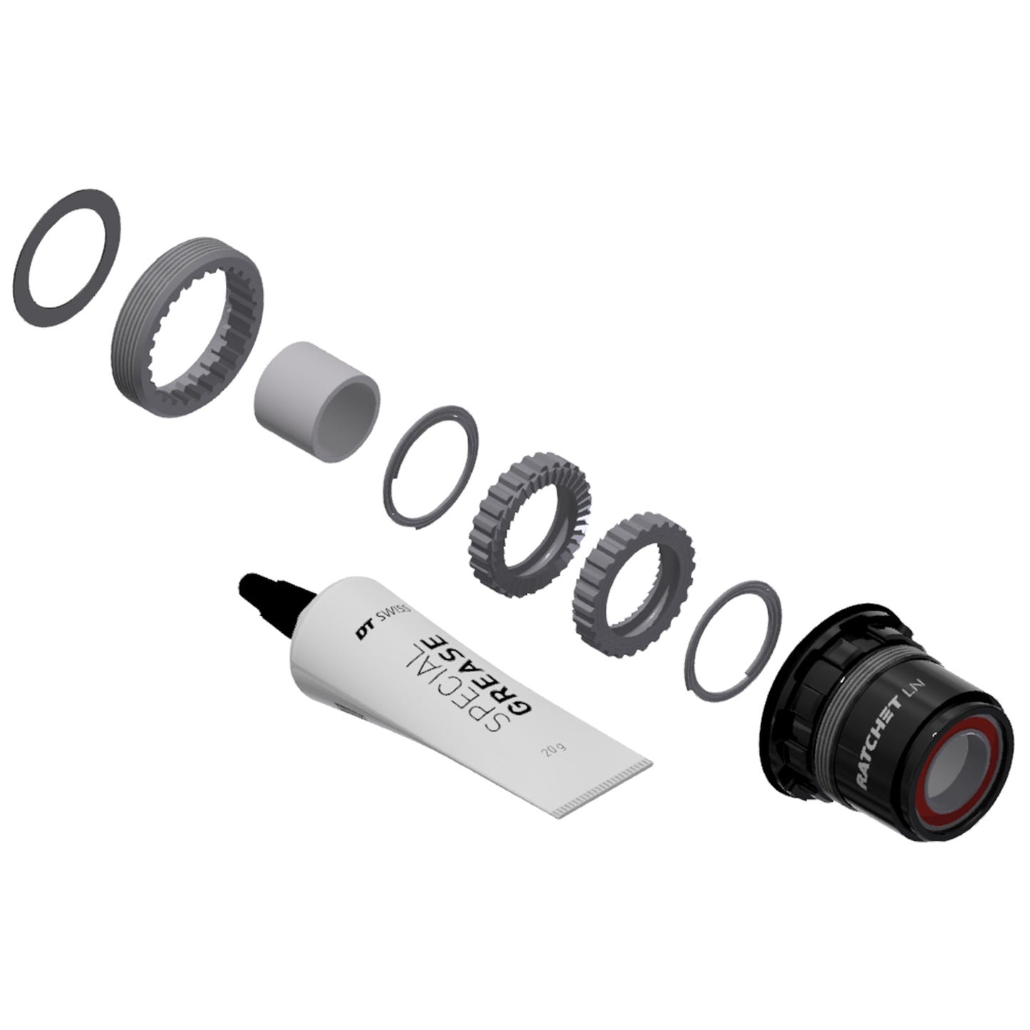 DT Swiss Ratchet LN Freehub Body Upgrade Kit - SRAM XD Standard Aluminum Sealed Bearing 36T