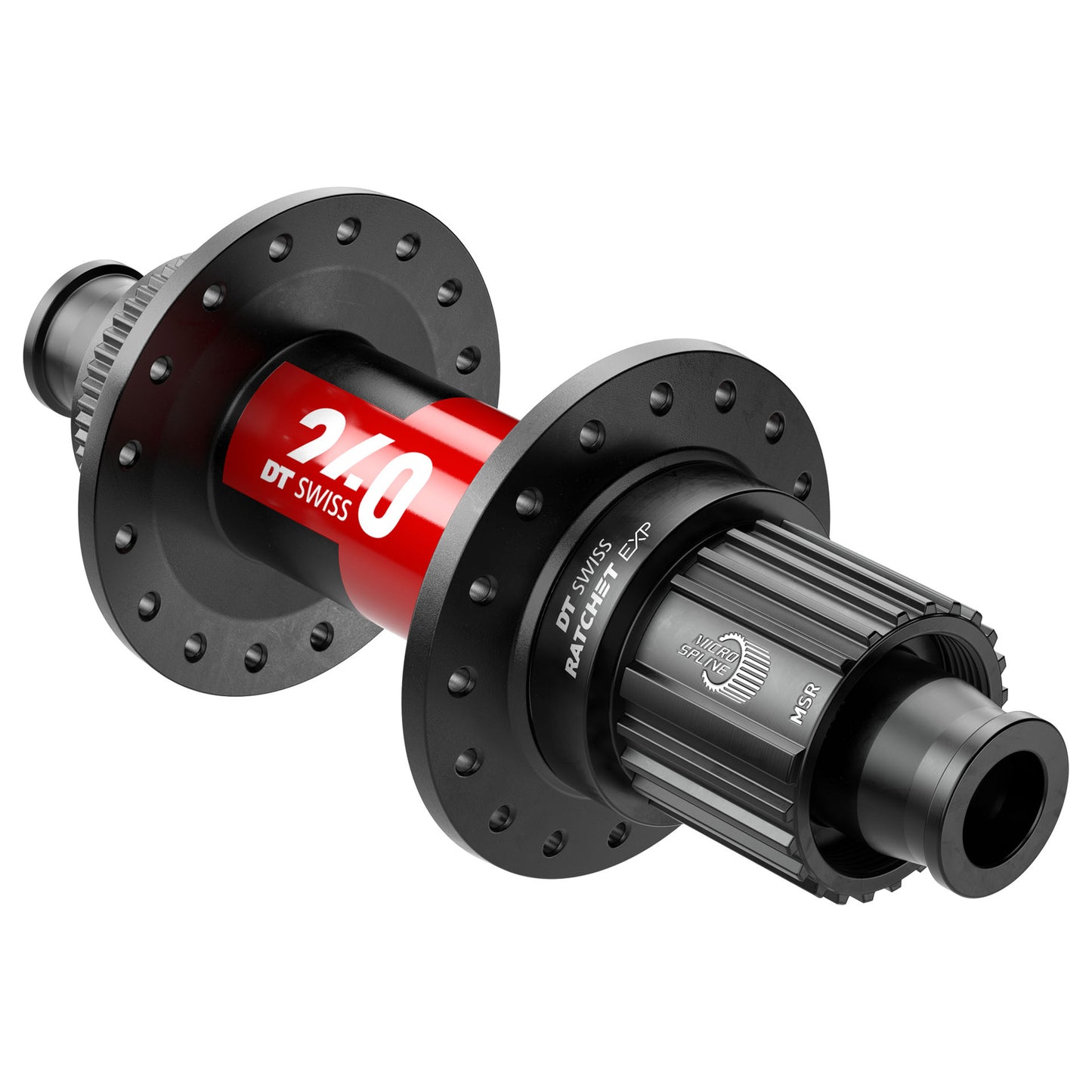 DT Swiss 240 EXP Rear Hub - 12 x 142mm Center-Lock Micro Spline BLK/Red 24H 36pt