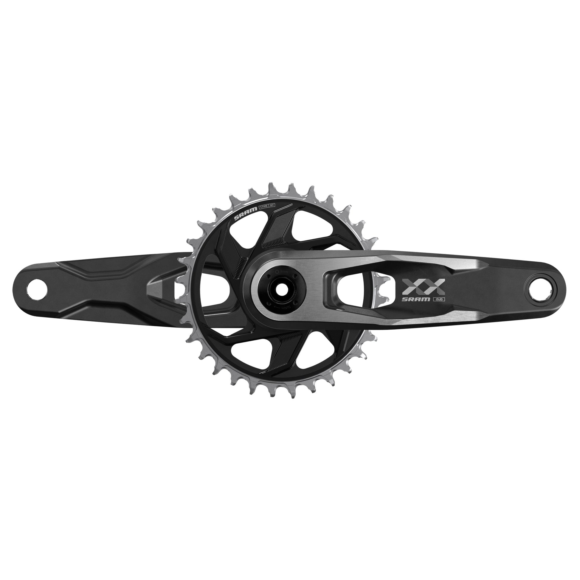 SRAM XX Downhill T-Type Crankset - 150mm 7-Speed 34t 6mm Offset Chainring Direct Mount 56.5mm Chainline DUB DH Spindle BLK