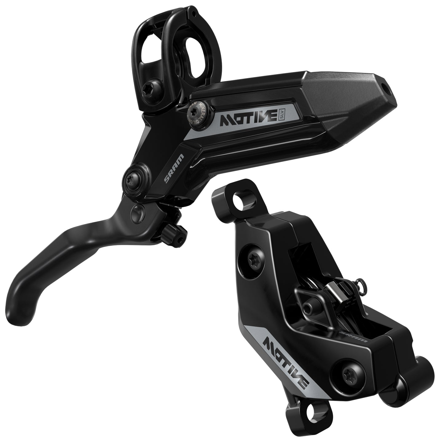 SRAM Motive Silver Disc Brake Lever - Rear Front 2000mm Hose Post Mount 4-Piston Aluminum Lever BLK A1