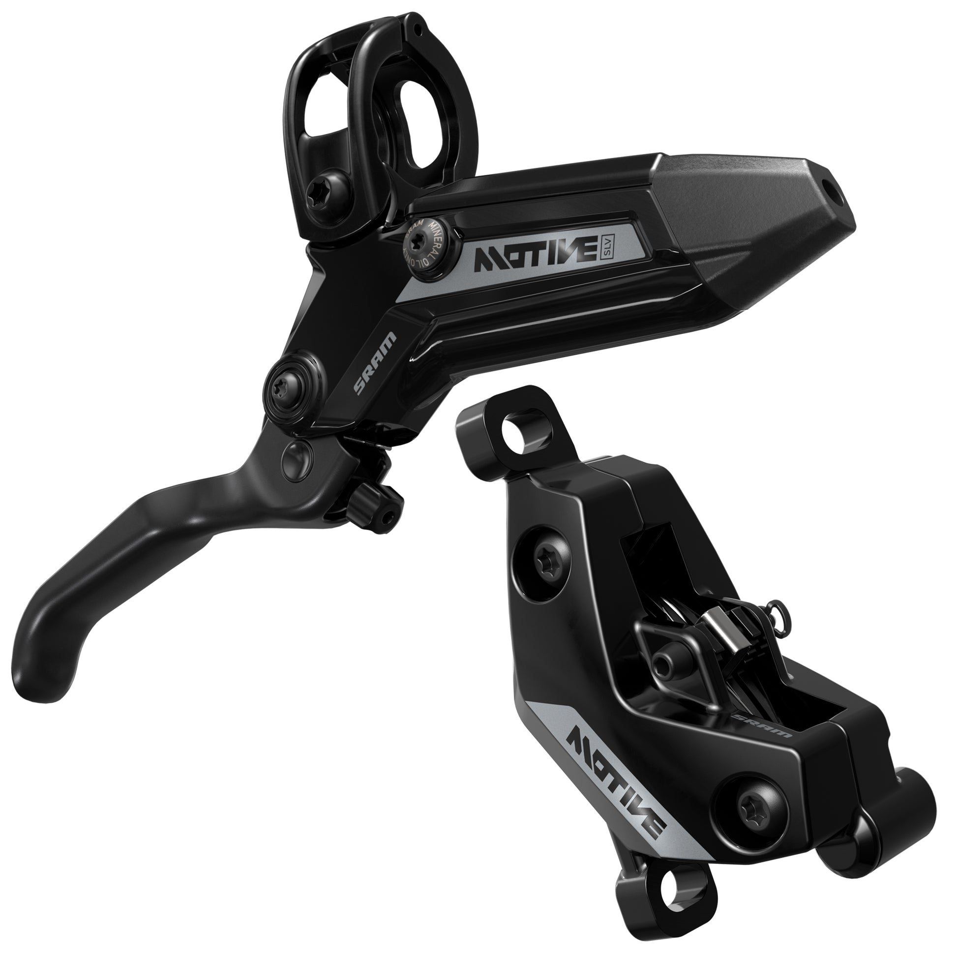 SRAM Motive Silver Disc Brake Lever - Rear Front 2000mm Hose Post Mount 4-Piston Aluminum Lever BLK A1