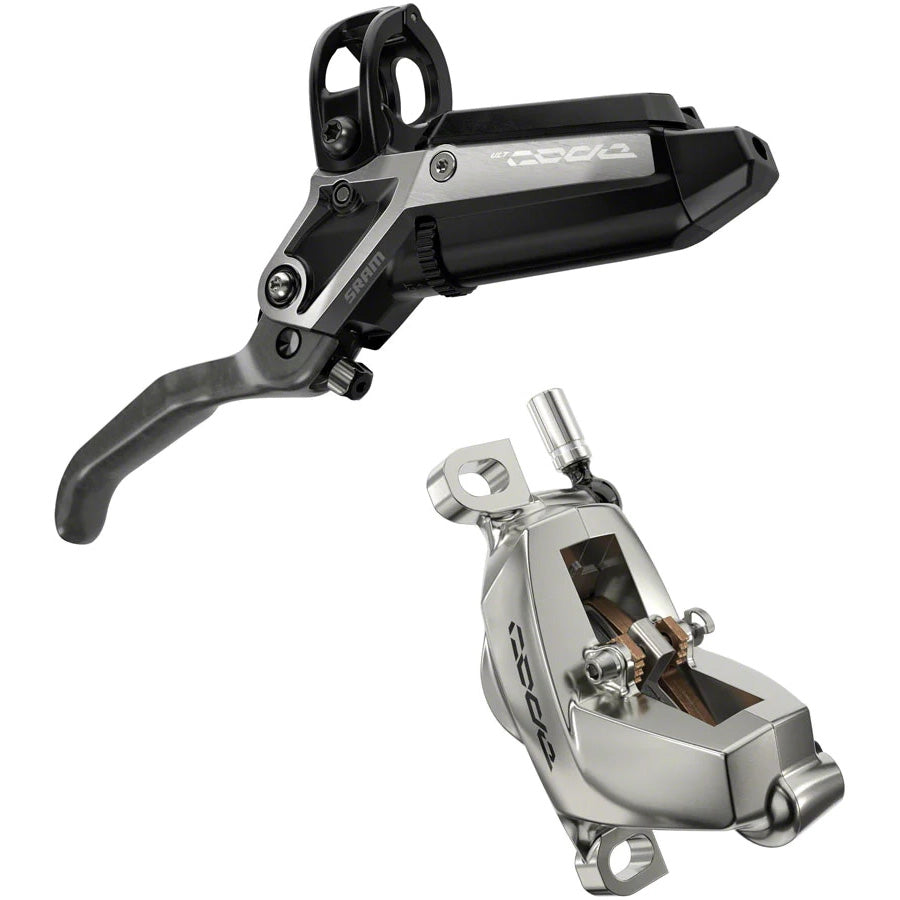 SRAM Code Ultimate Stealth Disc Brake Lever - Rear Post Mount 4-Piston Carbon Lever Titanium Hardware BLK/Silver C1