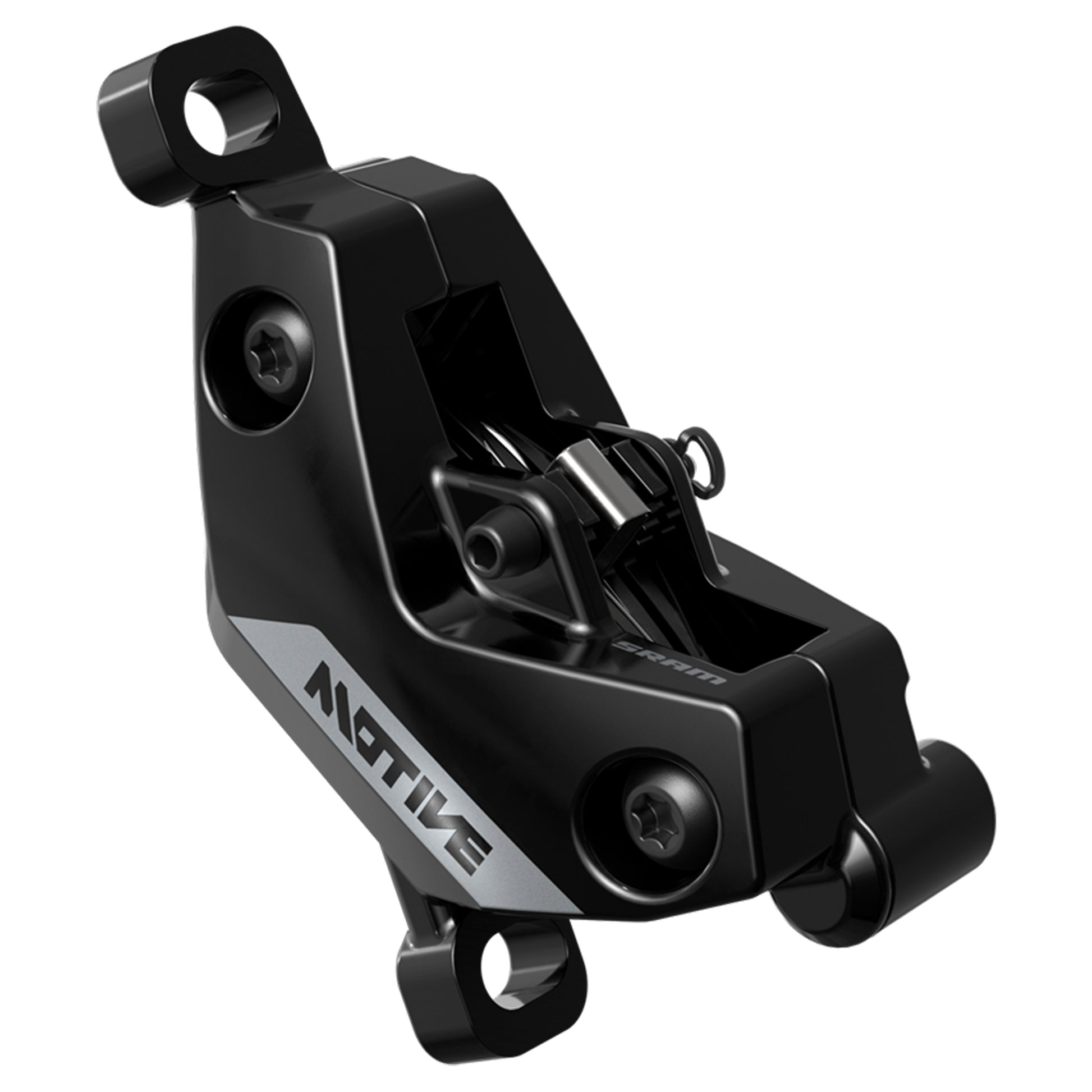 SRAM Motive Silver Disc Brake Caliper Assembly - Front/Rear Post Mount 4-Piston Gloss BLK A1+