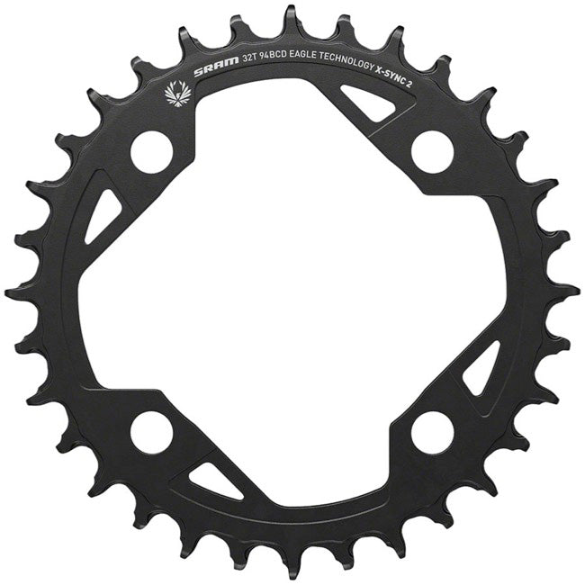 SRAM 30t 94 BCD x 4-Bolt 11/12-Speed X-Sync2 Eagle Chainring Black