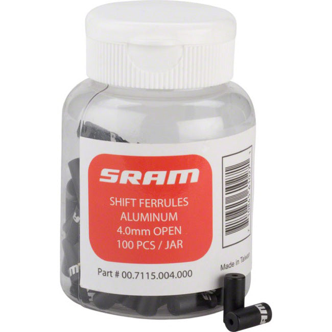 SRAM Shift Cable Housing Ferrules 4mm Open Black 100-count Jar