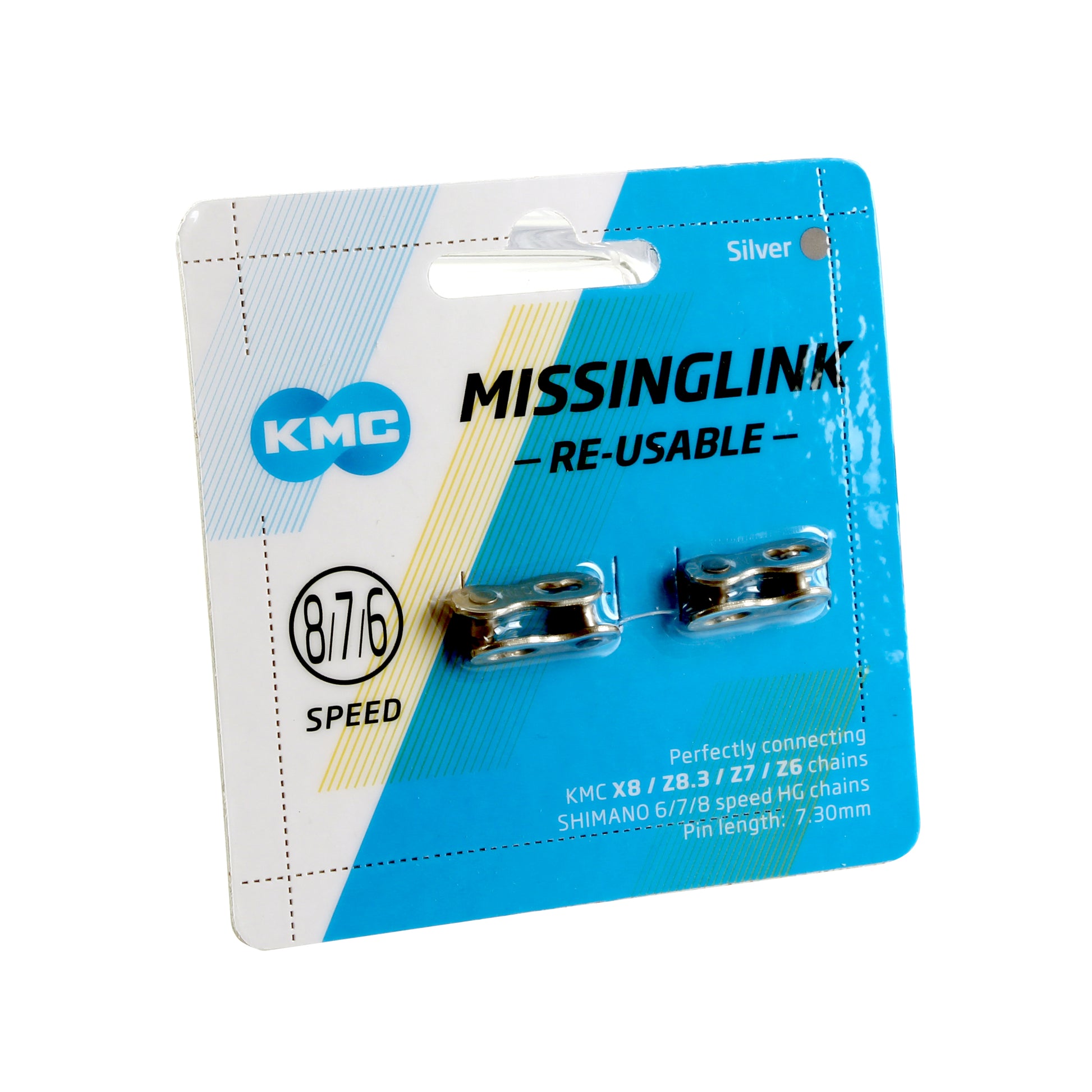 KMC MissingLink CL573R 7.3mm Connector - 678-Speed Reusable Silver 2 Pairs/Card