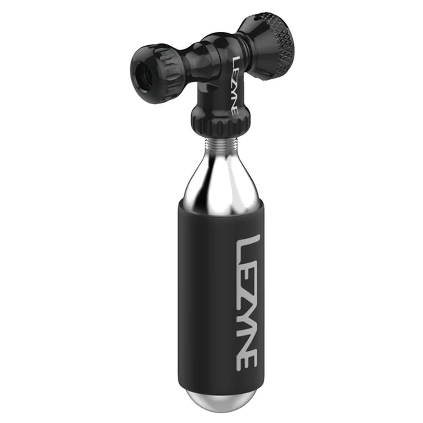 Lezyne Control Drive C0-2 Inflator Slip-fit Shcrader/Presta includes 16g cartridge Neoprene Sleeve BLK