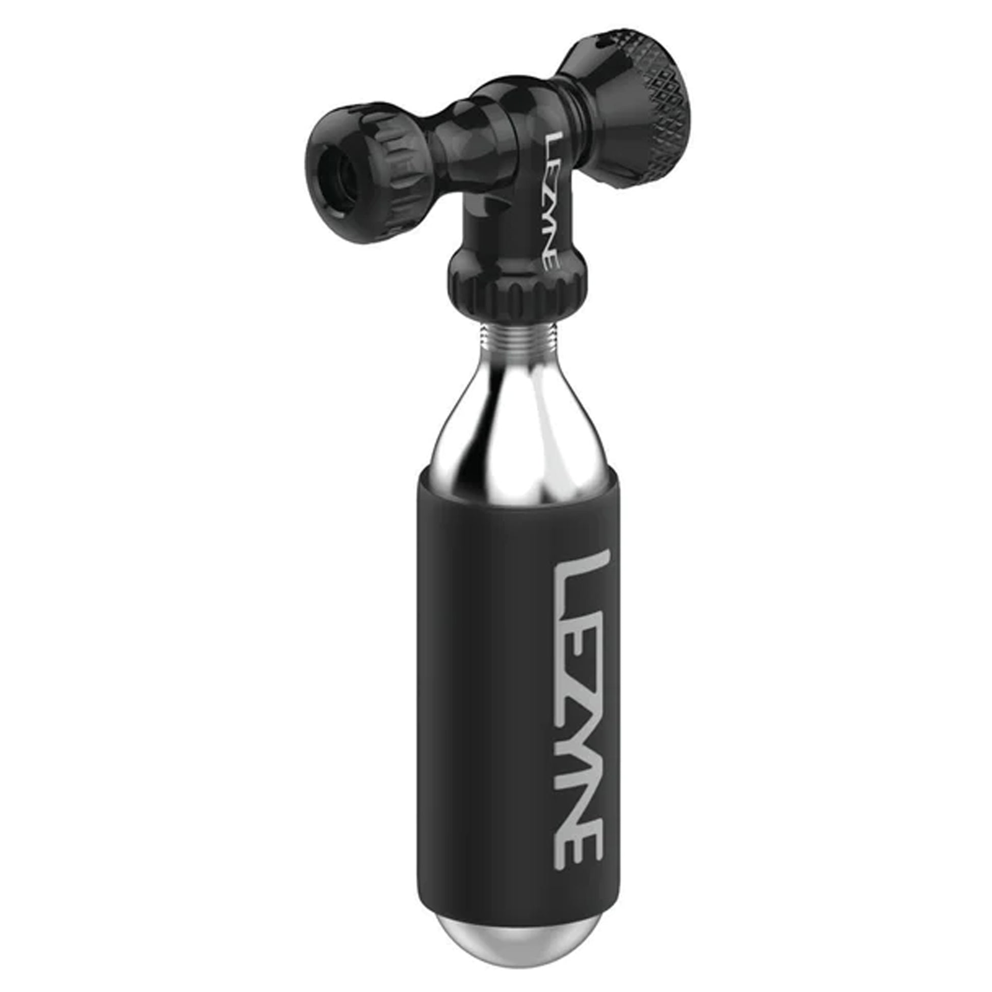 Lezyne Control Drive C0-2 Inflator Slip-fit Shcrader/Presta includes 16g cartridge Neoprene Sleeve BLK