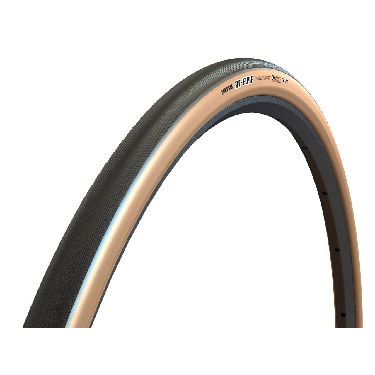 Maxxis Re-Fuse Tire - 700 x 32 Tubeless Folding BLK/Dark Tan Dual MaxxShield