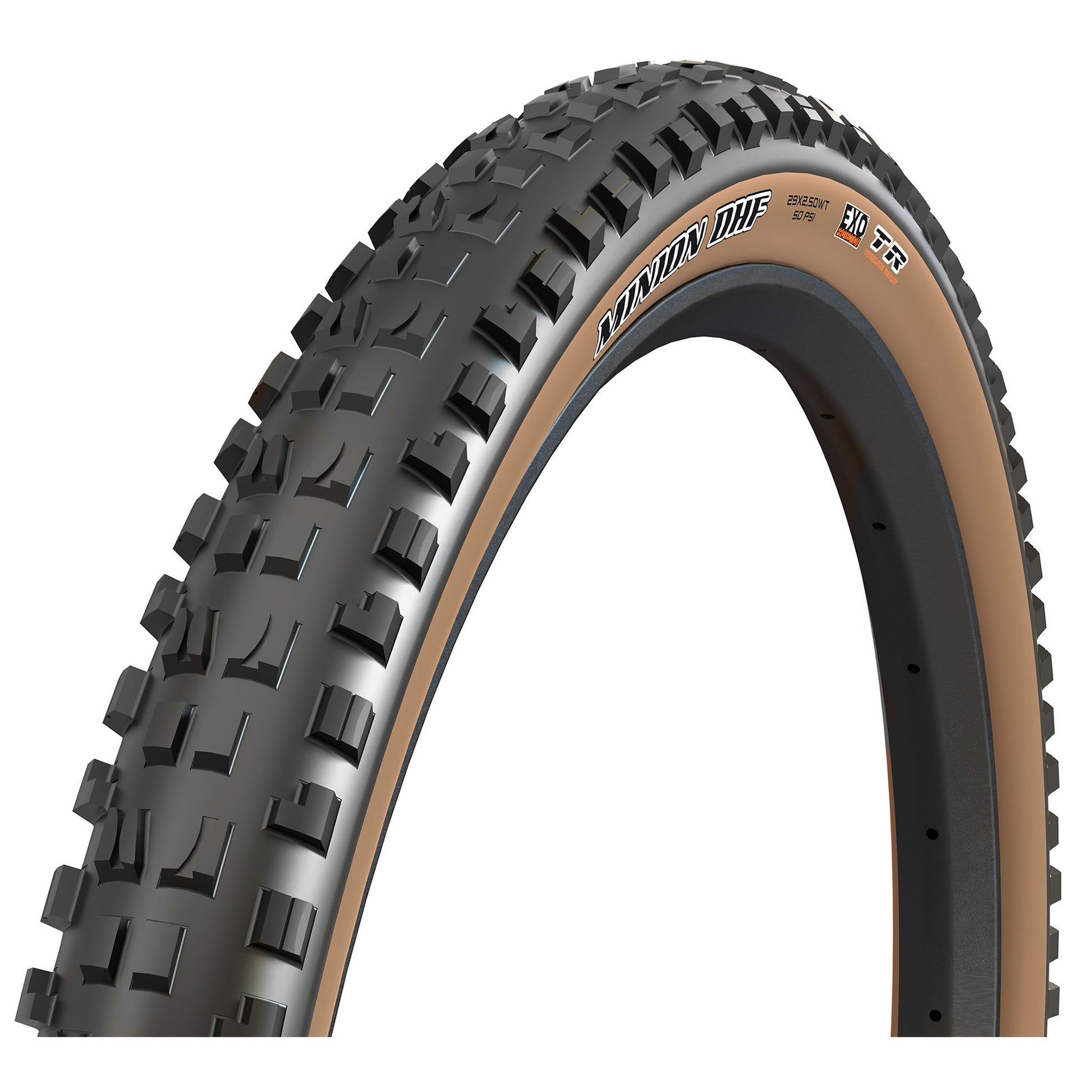 Maxxis Minion DHF Tire - 29 x 2.5 Tubeless Folding BLK/Dark Tan Dual EXO Wide Trail
