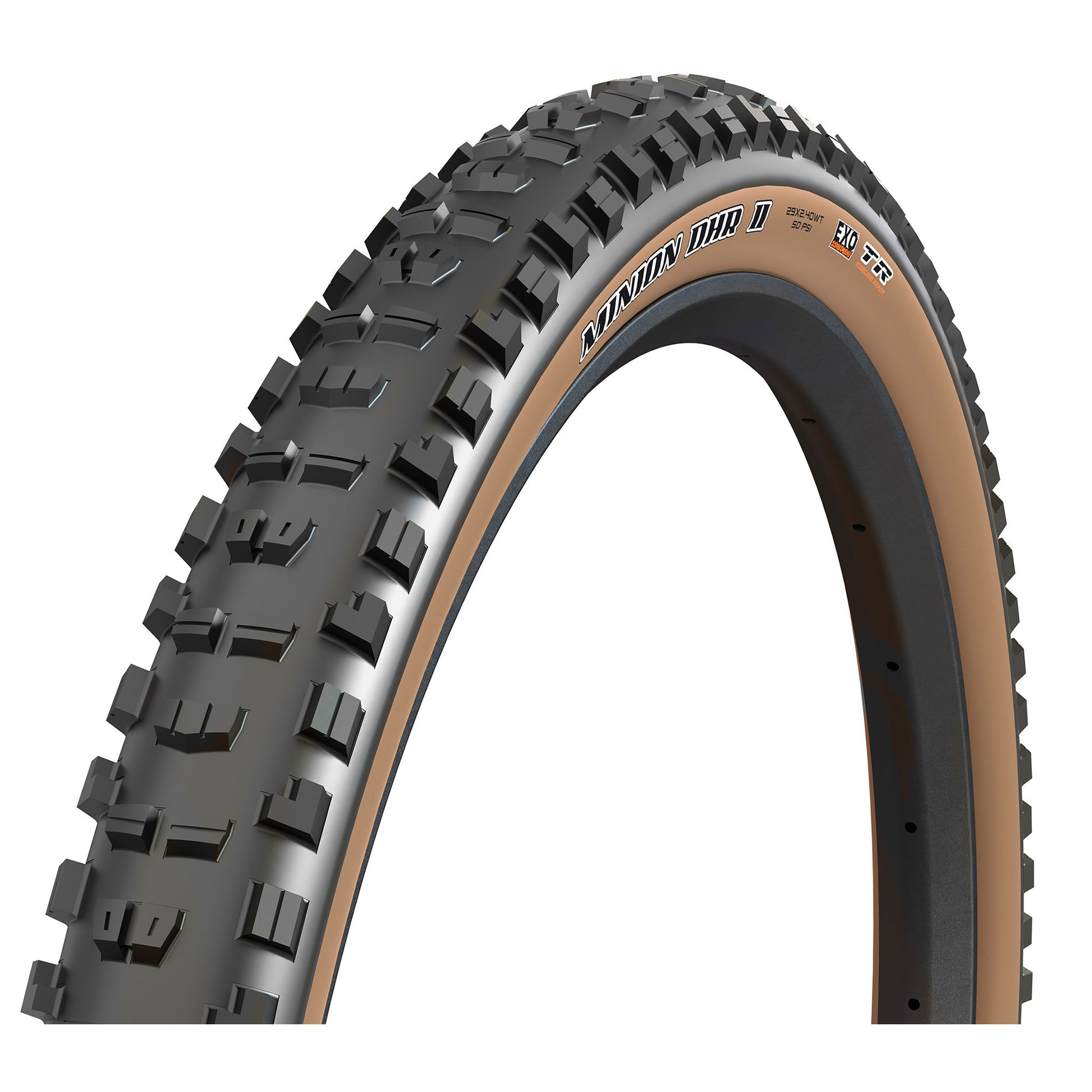 Maxxis Minion DHR II Tire - 29 x 2.6 Tubeless Folding BLK/Dark Tan Dual EXO Wide Trail