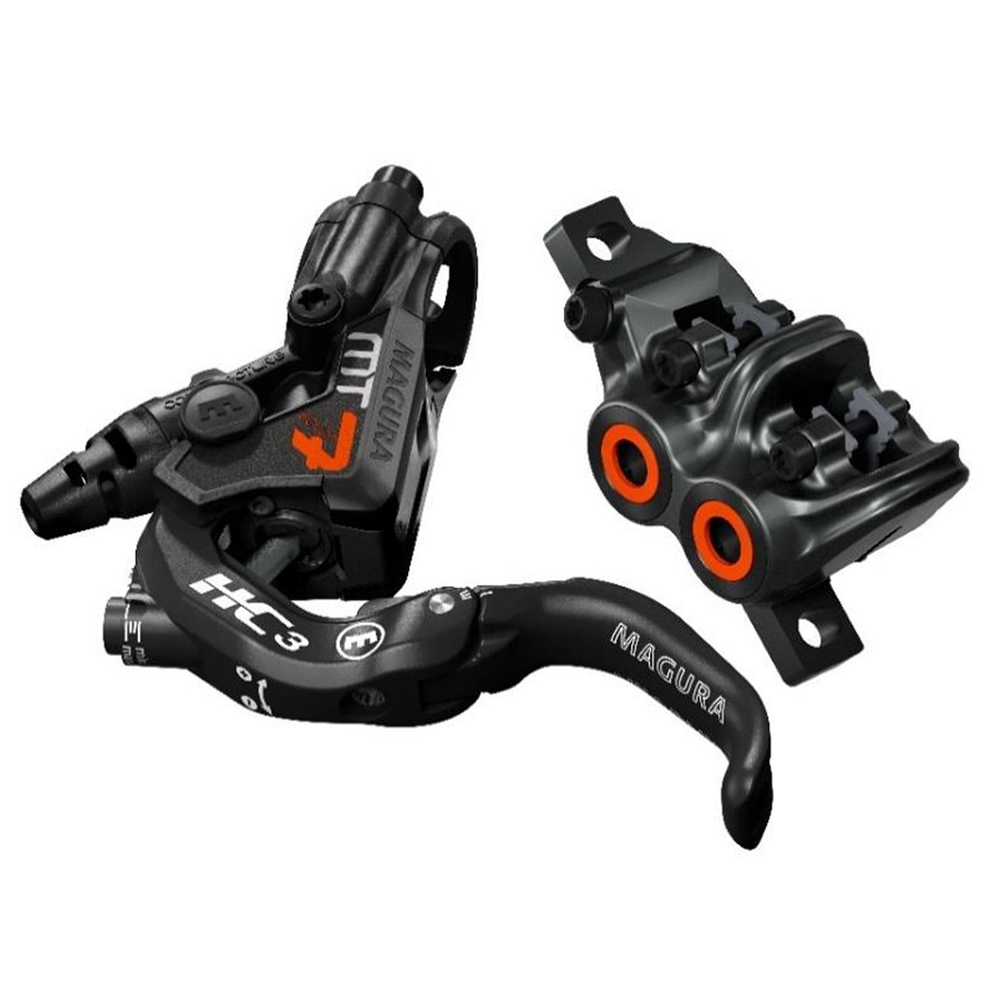 Magura MT7 HC3 Disc Brake Lever - Front Rear Hydraulic Post Mount BLK/Orange