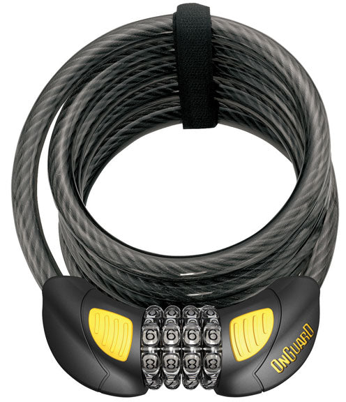 OnGuard Doberman Lighted Combo Cable Lock: 6' x 12 mm Gray/Black/Yellow