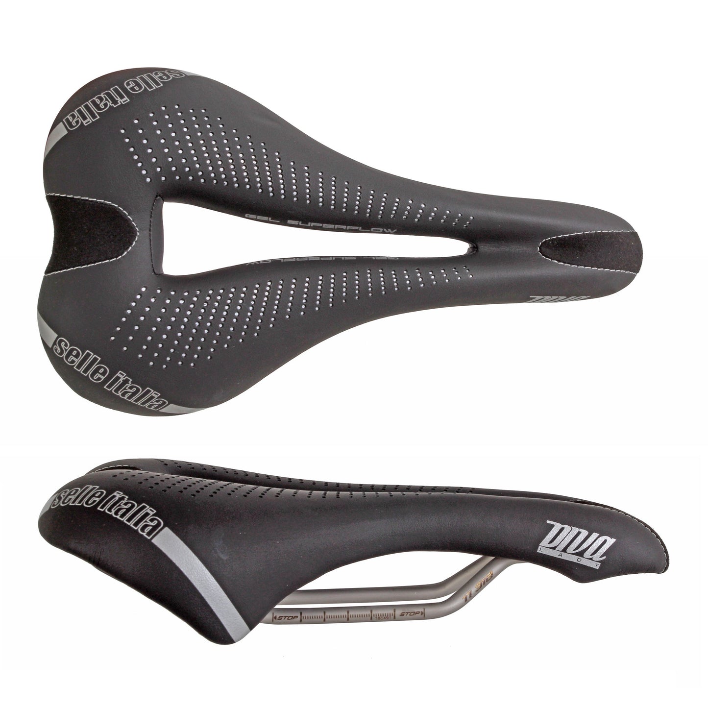 Selle Italia Diva Gel Flow Saddle L  L3 Ti 316 Rail - Black