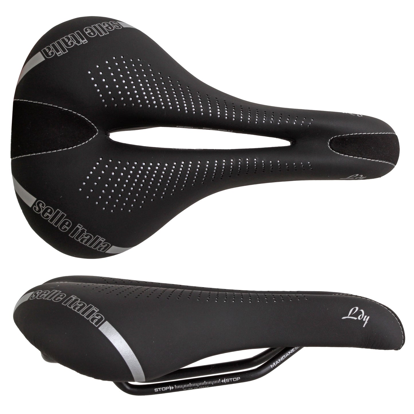 Selle Italia Lady Gel Flow Saddle L L2 Manganese Rail - Black