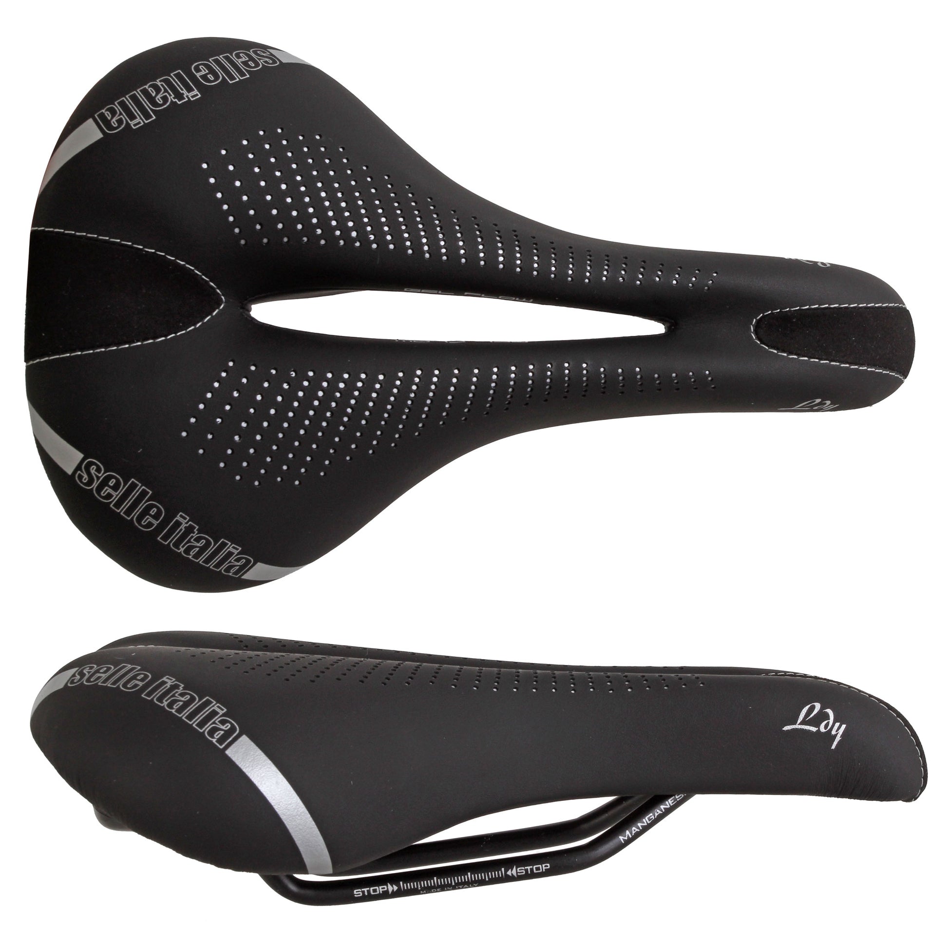 Selle Italia Lady Gel Flow Saddle L L2 Manganese Rail - Black
