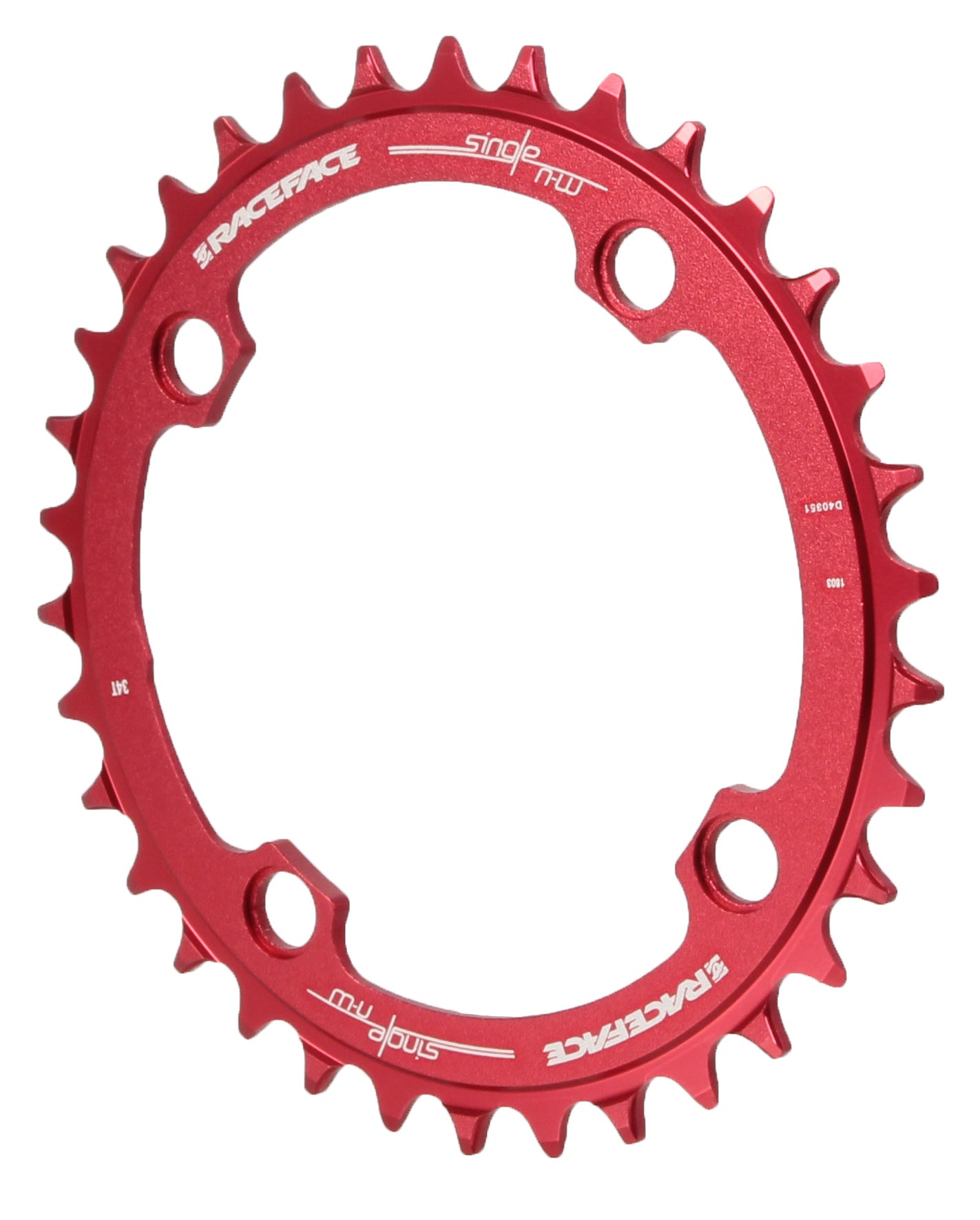 RaceFace Narrow Wide Chainring: 104mm BCD 34t Red